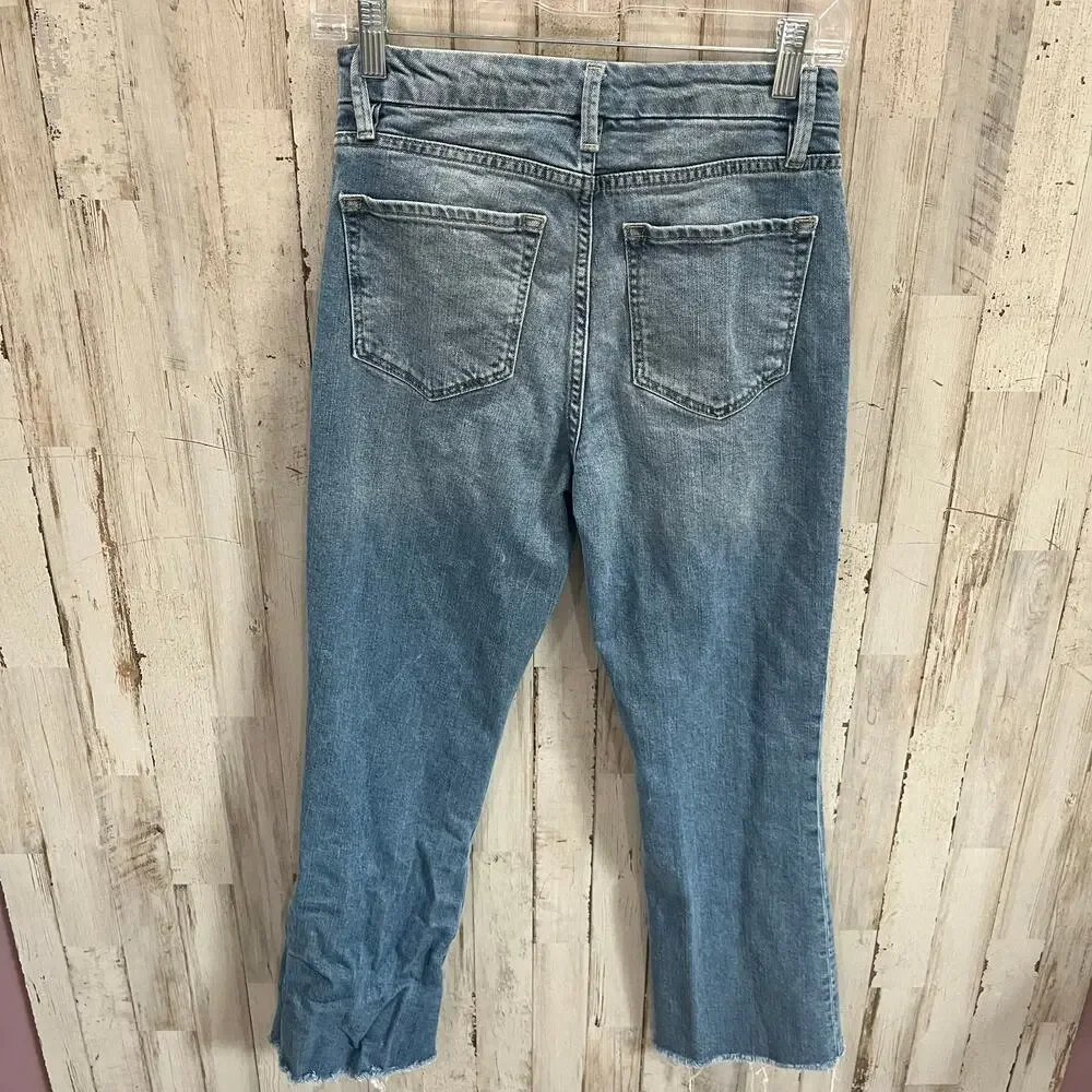 Frame Le Super High Crop Mini Boot Cut Jeans Womens Size 26 Raw Hem Medium Wash
